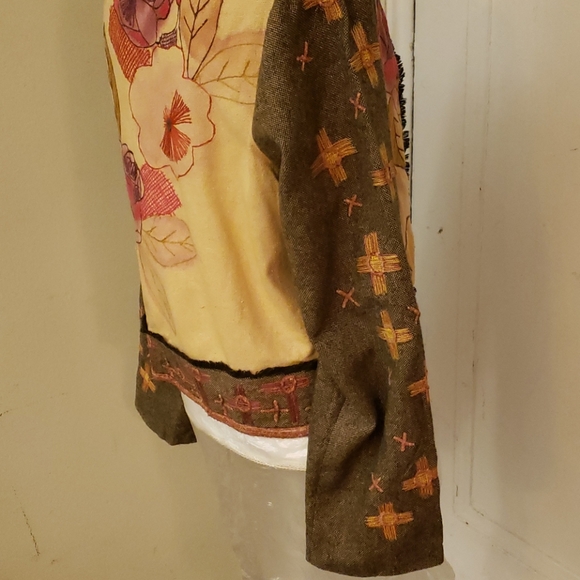 Sandy Sparkman Floral Silk/Wool Jacket-Cadigan Size L - Picture 13 of 16